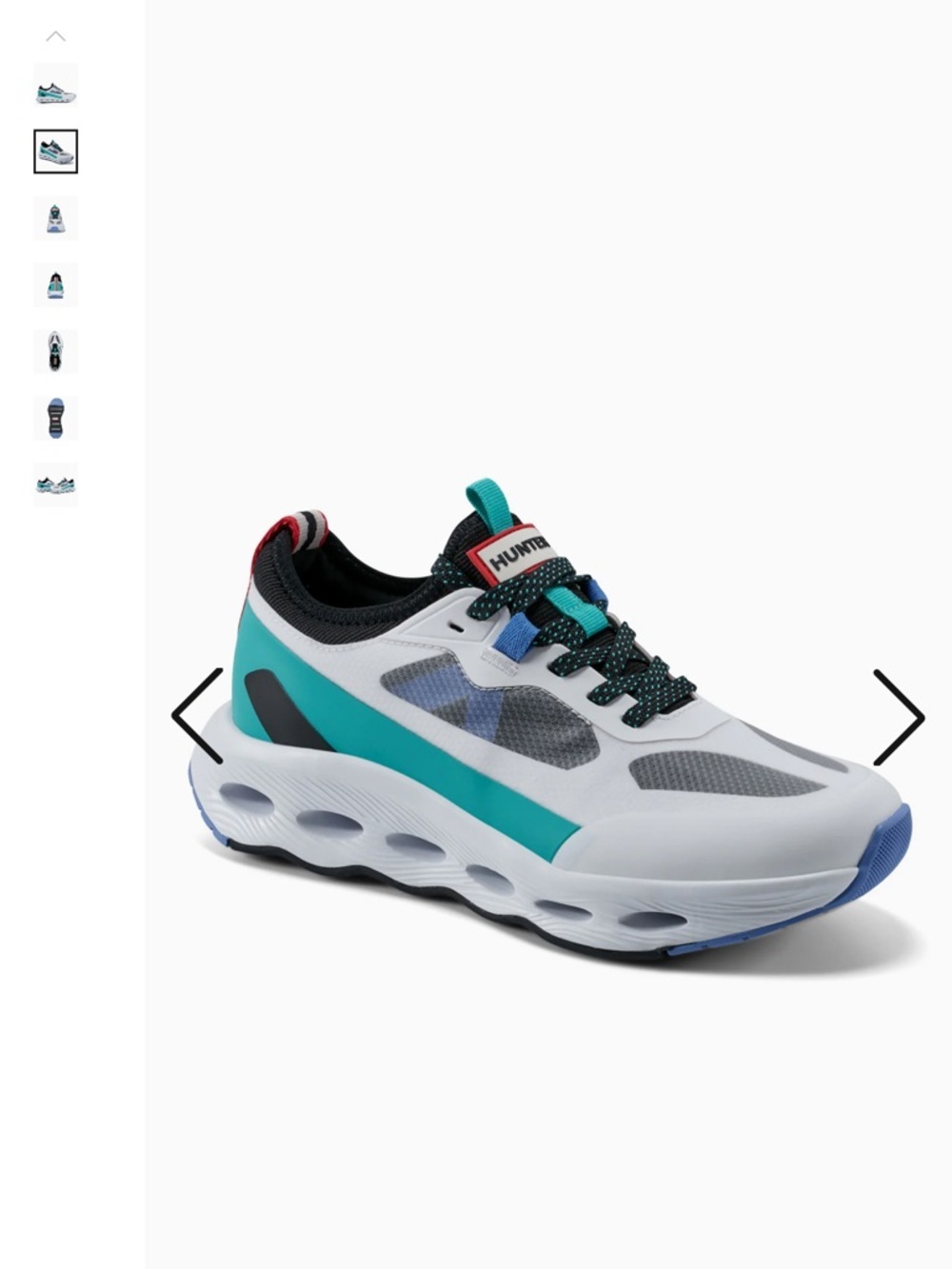 Hunter White Athletic Sneaker with Teal & Blue Accents